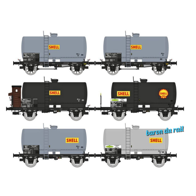 Set REE COLLECTION de 6 citernes SHELL, SNCF Ep. III - HO 1/87 - REE WB-722