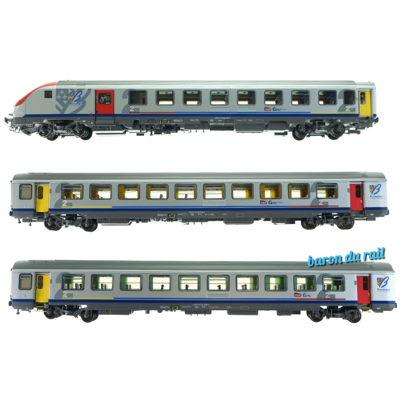 Set 3 voitures TER Bourgogne ép. VI - SNCF - HO 1/87 - LS Models 41233DC