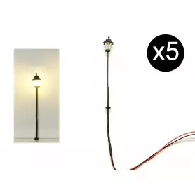 Réverbère de type ancien HO 5cm à LED - pack de 5