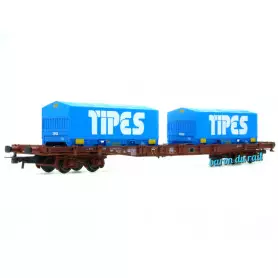 Wagon porte conteneurs S70 TIPES, ép. V SNCF - HO 1/87 - JOUEF HJ6260