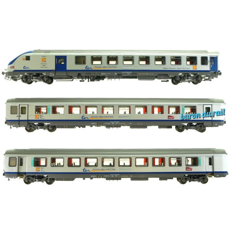 Set 3 voitures TER PACA ép. VI - SNCF - HO 1/87 - LS Models 41234DC