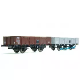 2x Tombereau PLM gris et rouge sidéros PLM ép. II - HO 1/87 - REE WB-817