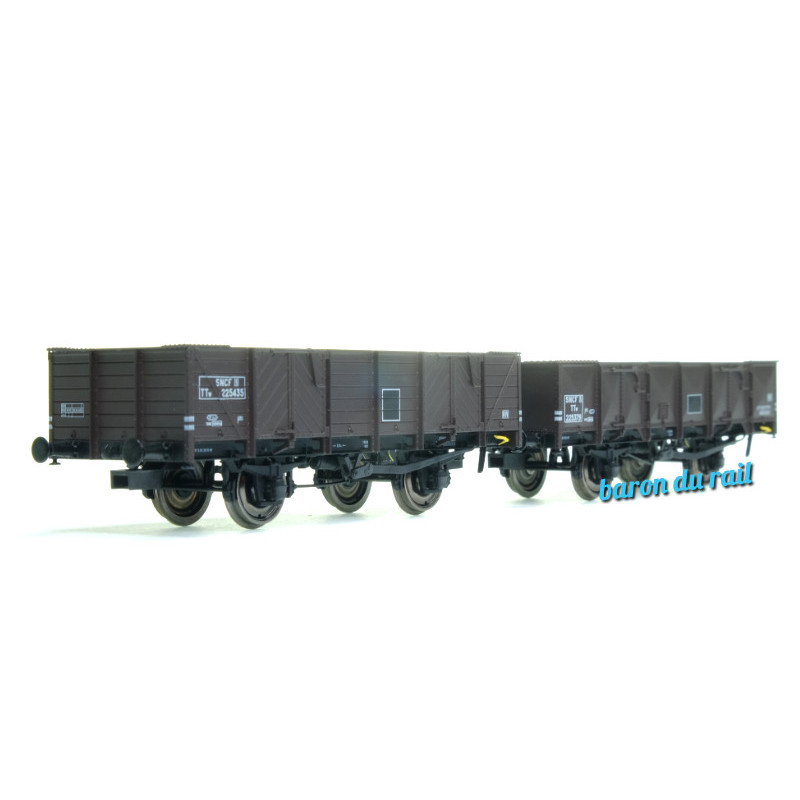 2x Tombereau ex-PLM brun SNCF ép. IIIa - HO 1/87 - REE WB-819