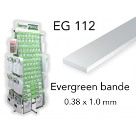 Evergreen EG112 - (x10) bande styrène 0.38 x 1.0 mm