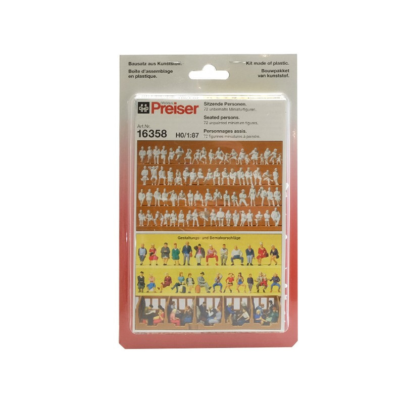 PREISER 16358 - 72 personnages assis à peindre thème à la gare - HO 1/87