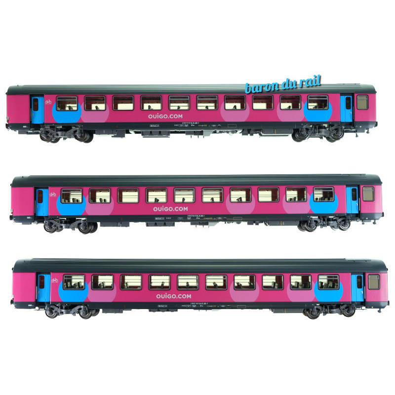Set 3 voitures Corail OUIGO ép. VI - SNCF - HO 1/87 - LS Models 40995