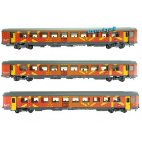 Set 3 voitures Corail TER Languedoc Roussillon ép. VI - SNCF - HO 1/87 - LS Models 40313