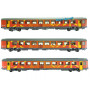 Set 3 voitures Corail TER Languedoc Roussillon ép. VI - SNCF - HO 1/87 - LS Models 40313