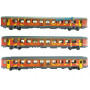 Set 3 voitures Corail TER Languedoc Roussillon ép. VI - SNCF - HO 1/87 - LS Models 40313