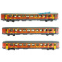 Set 3 voitures Corail TER Languedoc Roussillon ép. V - SNCF - HO 1/87 - LS Models 41210