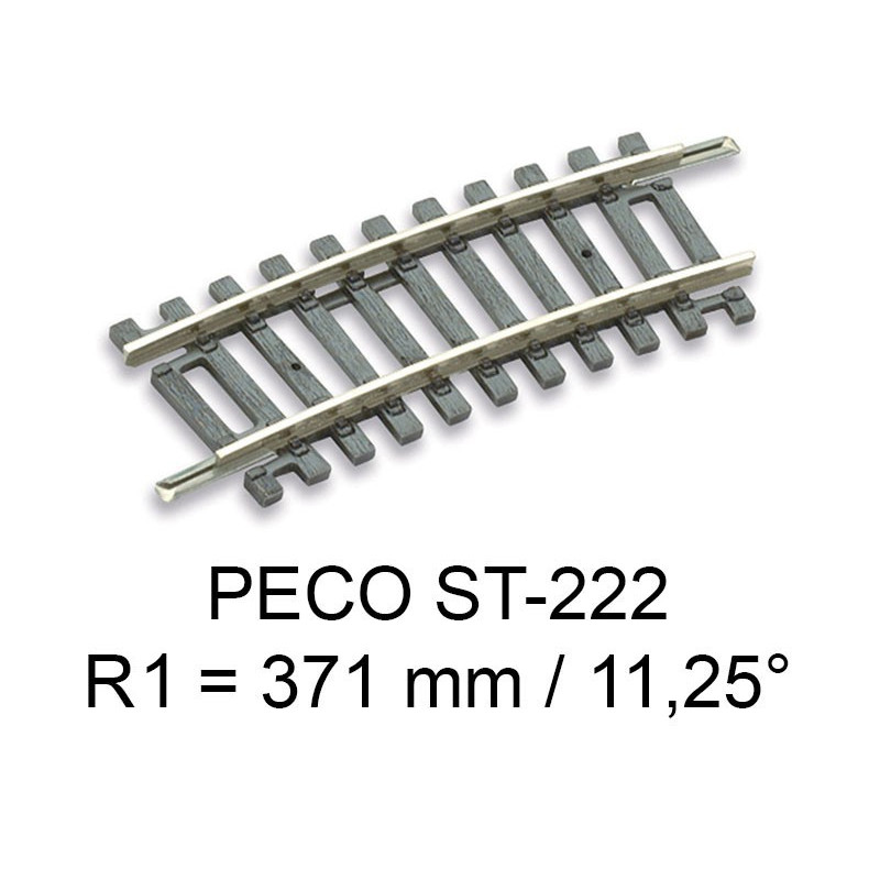 PECO ST-222 - rail courbe rayon R1 371 mm - 11.25° code 100 échelle HO