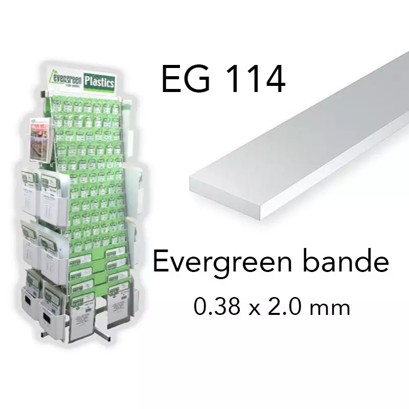 Evergreen EG114 - (x10) bande styrène 0.38 x 2.0 mm