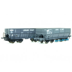 2x Tombereaux DM LONGWY-ESCAUT ép. III - SNCF - HO 1/87 - LS Models 31103