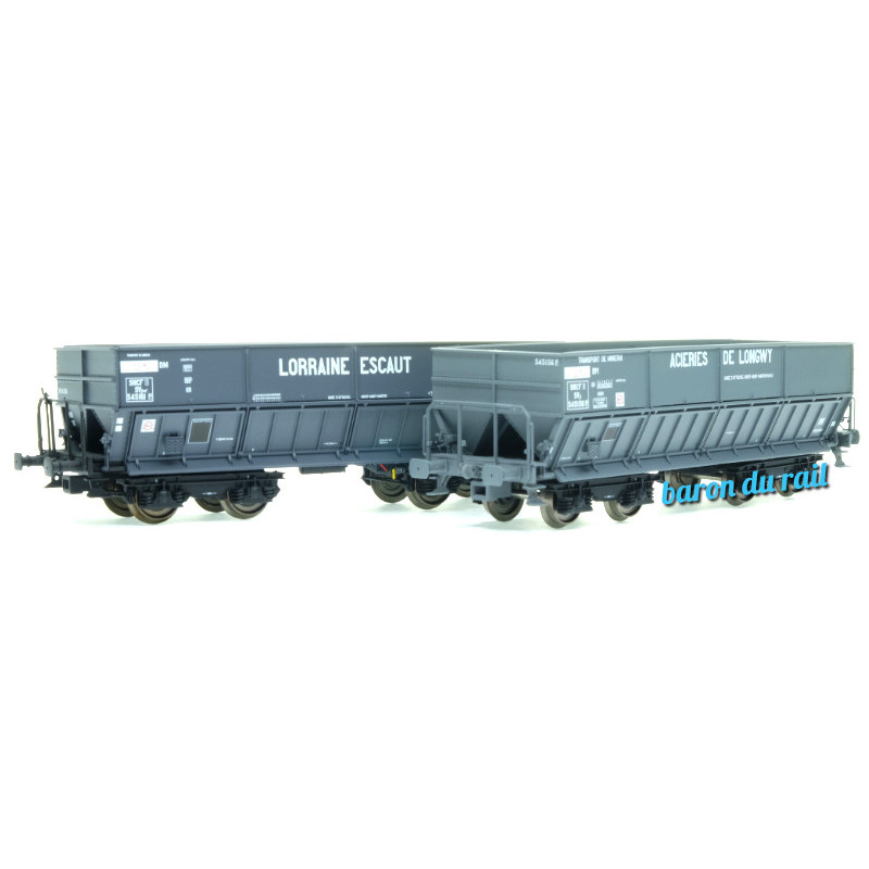 2x Tombereaux DM LONGWY-ESCAUT ép. III - SNCF - HO 1/87 - LS Models 31103