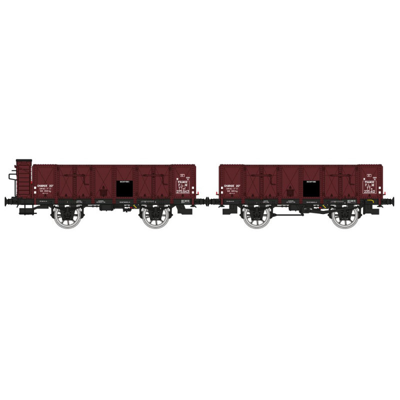 2x Tombereau 19, TTwf 275643 et TTw 235412 PLM ép. II - HO 1/87 - REE WB-827