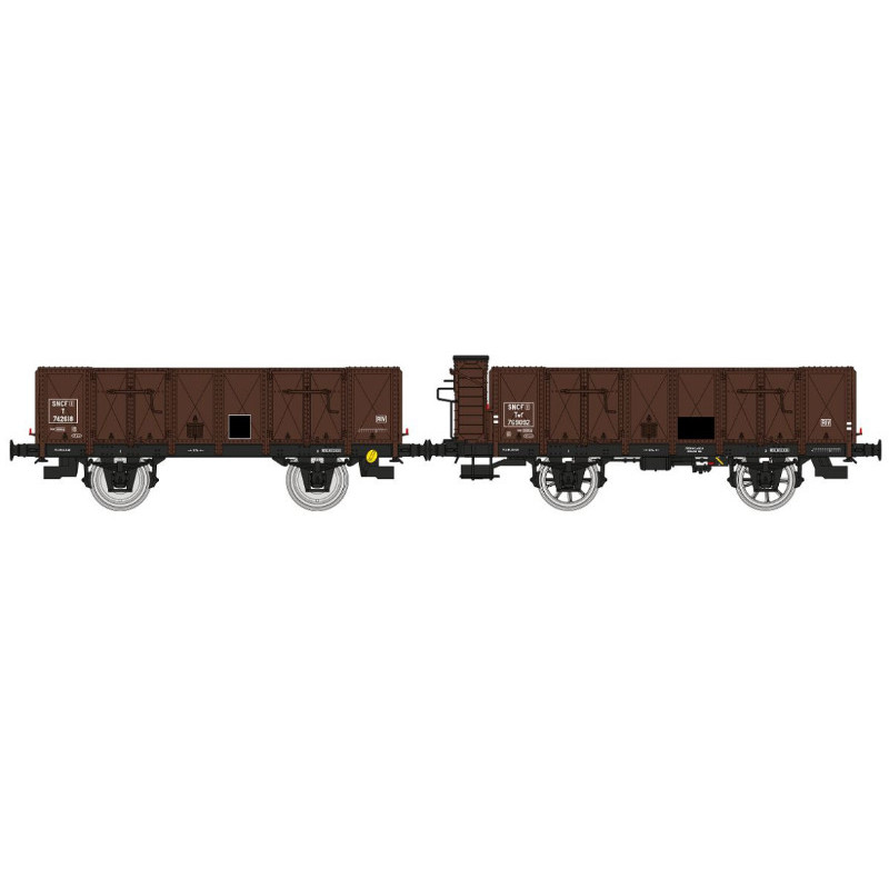 2x Tombereau T7 42618 et Twf 769092 SNCF Ep.IIIa - HO 1/87 - REE WB-832
