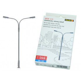 1x lampadaire double moderne LED, blanc froid - HO 1/87 - FALLER 180220
