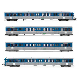 4x voitures RIO 77, « Stelyrail bleu » ép IV-V - SNCF - HO 1/87 - JOUEF HJ4185