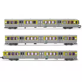 3x voitures RIO 78 TER (ex NPDC), jaune/argent ép V - SNCF - HO 1/87 - JOUEF HJ4186