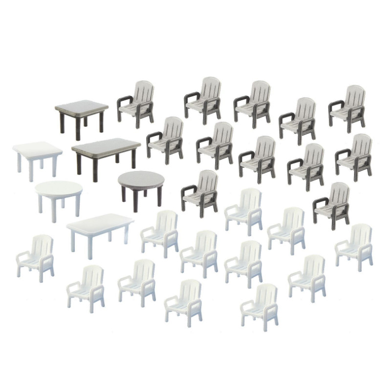 24x chaises de jardin et 6x tables - HO 1/87 - FALLER 180439