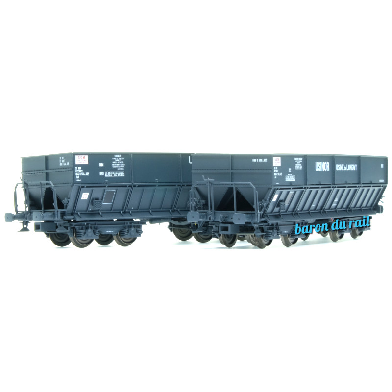 2x Tombereaux DMH USINOR ép. IV - SNCF - HO 1/87 - LS Models 31112