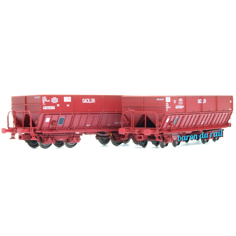2x Tombereaux DM SACILOR ép. IV - SNCF - HO 1/87 - LS Models 31113