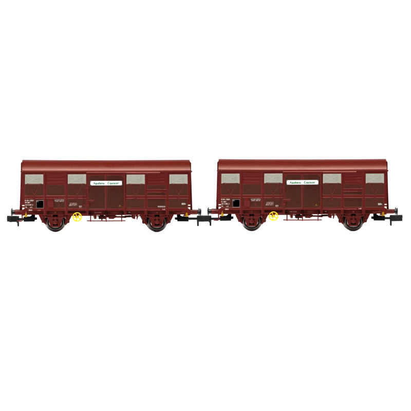 2x wagons à essieux Kv Aquitaine Express, ép. IV - SNCF - N 1/160 - ARNOLD HN6572