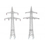 2 pylônes de lignes aériennes (110 kV) - HO 1/87 - Faller 130898