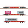 Set de 3x wagons poches avec containeurs ép. VI - Z 1/220 - MARKLIN - 82640