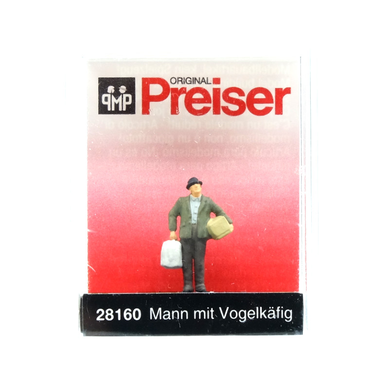 Homme transportant des cages à oiseaux - HO 1/87 - PREISER 28160