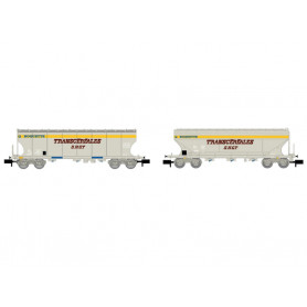 2 wagons trémies céréales, Transcéréales S.H.G.T. Roquette, ép. IV - SNCF - N 1/160 - ARNOLD HN6620