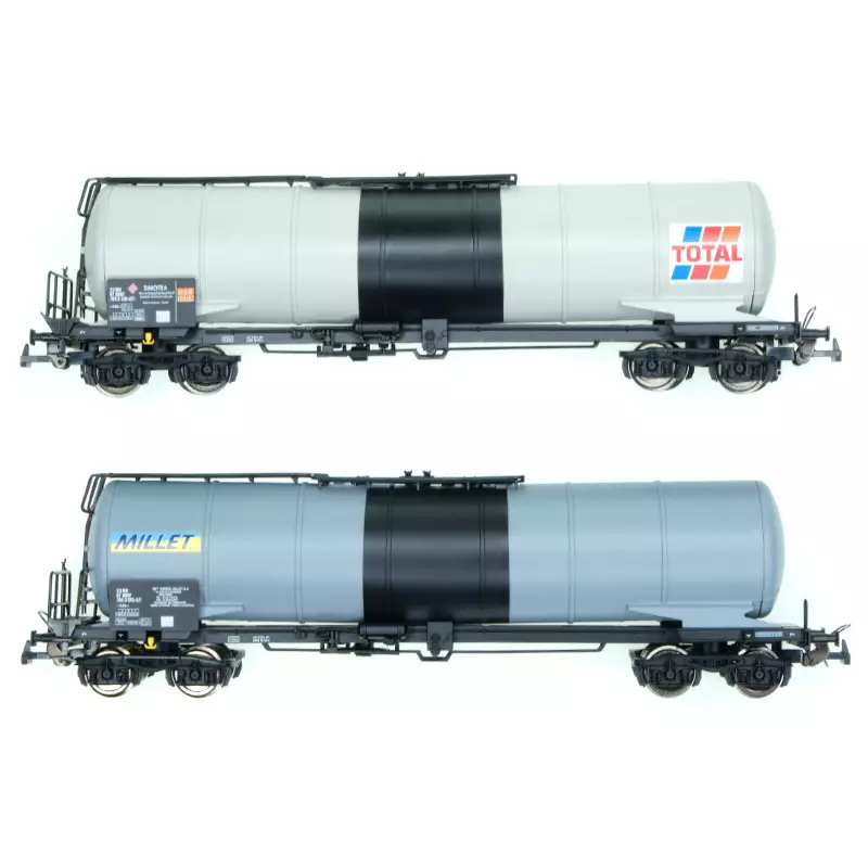 Set 2x wagons citerne à bogie Total et Millet ép. V SNCF - HO 1/87 - PIKO 97306