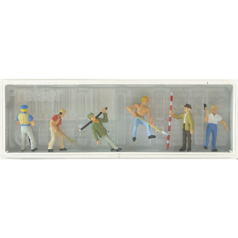 Figurines Mécaniciens Preiser 1/87 échelle HO - PR14130, 6 Pièces Peintes à La Main, Pour Modélisme Ferroviaire
