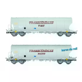 2x wagons trémie Transcéréales Naco et TMF, ép. IV SNCF - HO 1/87 - JOUEF HJ6270