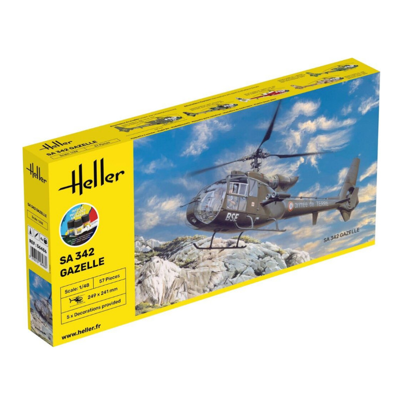 Hélicoptère SA 342 L Gazelle kit complet - 1/48 - HELLER 56486