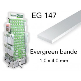 Evergreen EG147 - (x10) bande styrène 1.0 x 4.0 mm