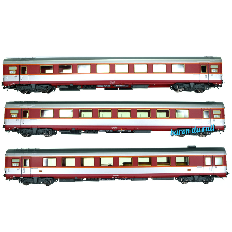 Coffret 3 voitures Grand Confort, A8u, A8tu, A3rtu ép. IV - SNCF - HO 1/87 - JOUEF HJ4168