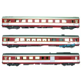 Coffret 3 voitures Grand Confort, A8u, Vru, A4Dtux ép. IV - SNCF - HO 1/87 - JOUEF HJ4169