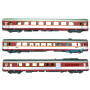 Coffret 3 voitures Grand Confort, A8u, Vru, A4Dtux ép. IV - SNCF - HO 1/87 - JOUEF HJ4169