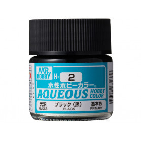 H-002 noir brillant Mr Hobby Gunze Aqueous - pot acrylique 10 ml