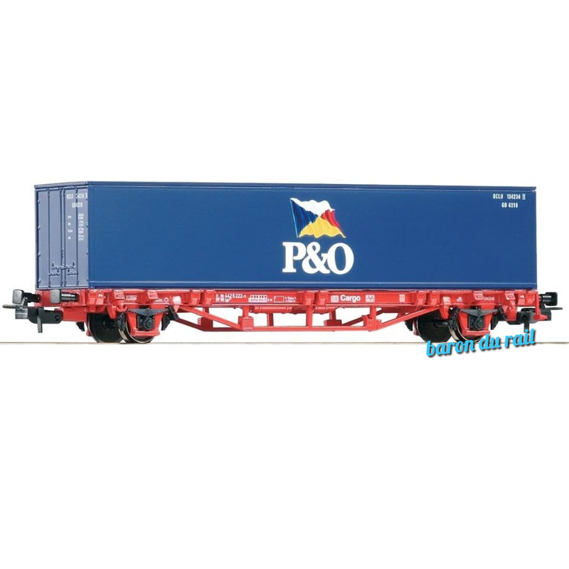 Wagon porte-container à essieux P&O DB ép. V - HO 1/87 - PIKO 57706