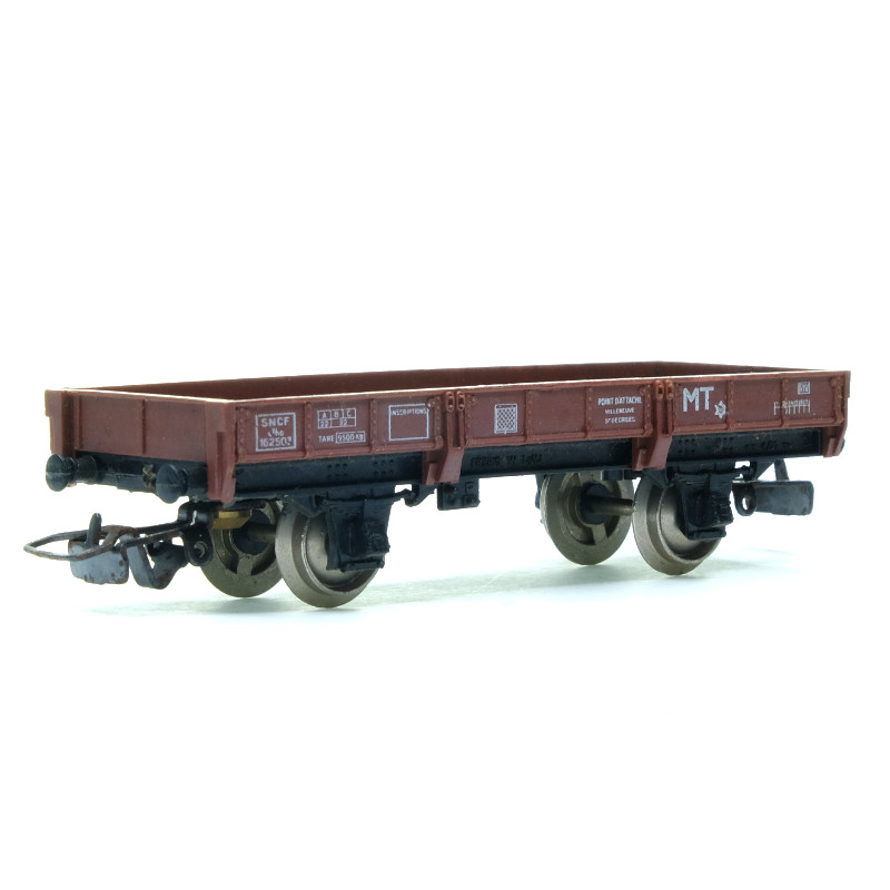 FS, wagon à ranchers à 4 essieux type Res, livrée verte, chargé de