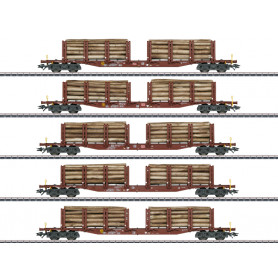 Coffret wagons à ranchers transport de bois DB ép. V - HO 1/87 - 3 RAILS - Märklin 47154