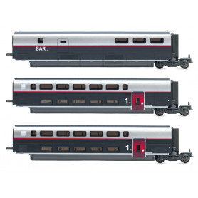 Coffret 3 voitures TGV Duplex Carmillon SNCF ép. VI - HO 1/87 - JOUEF HJ3016