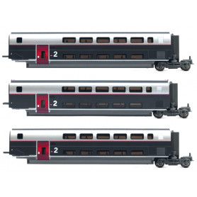 Coffret 3 voitures 2ème CL. TGV Duplex Carmillon SNCF ép. VI - HO 1/87 - JOUEF HJ3017