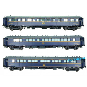3x voitures S CIWL S3 bleues 1968 ép. IVa AVEC ECLAIRAGE - HO 1/87 - LS Models 49320