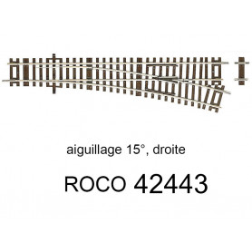 Aiguillage droit à droite 230 mm 15 degrés - ROCO 42443