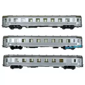 Coffret 3x voitures DEV Inox courtes A6D + B8 ép. III - SNCF - HO 1/87 - JOUEF HJ4175