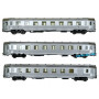 Coffret 3x voitures DEV Inox courtes A6D + B8 ép. III - SNCF - HO 1/87 - JOUEF HJ4175