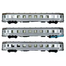 Coffret 3x voitures DEV Inox courtes A8, A3B5 et BRT ép. III - SNCF - HO 1/87 - JOUEF HJ4174